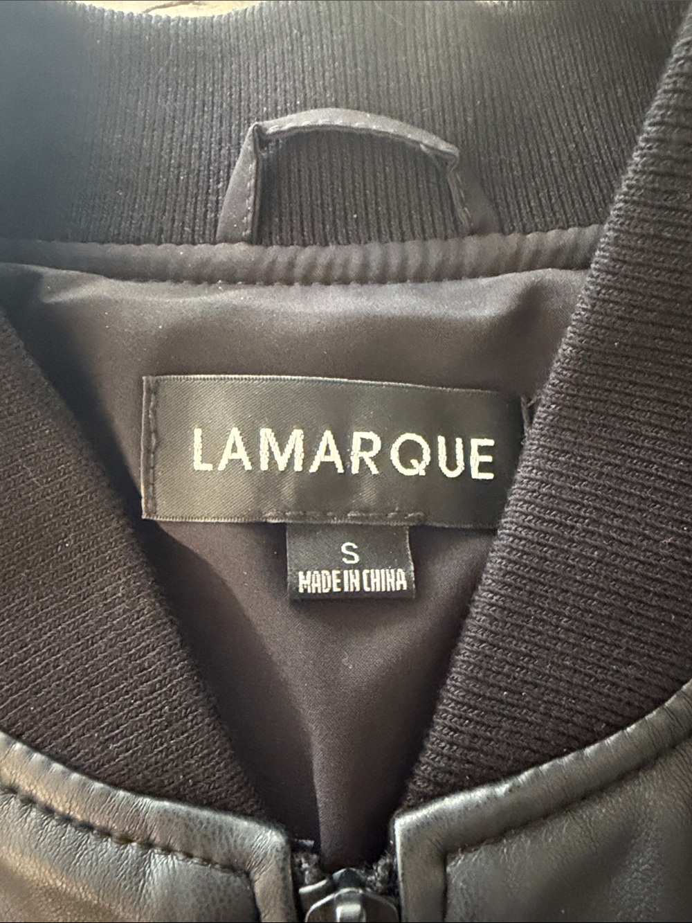 LAMARQUE 100% Polyurethane Black Cropped Leather Bomber Jacket - Picture 2 of 4